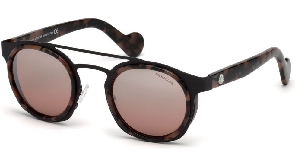 Moncler ML0022 Sunglasses - Coloured Havana Frame Color, Bordeaux Mirror Lens Color