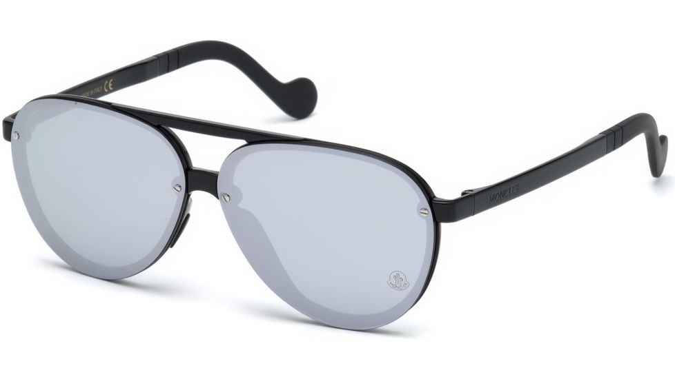Moncler ML0063 Sunglasses - Shiny Black Frame Color, Smoke Mirror Lens Color