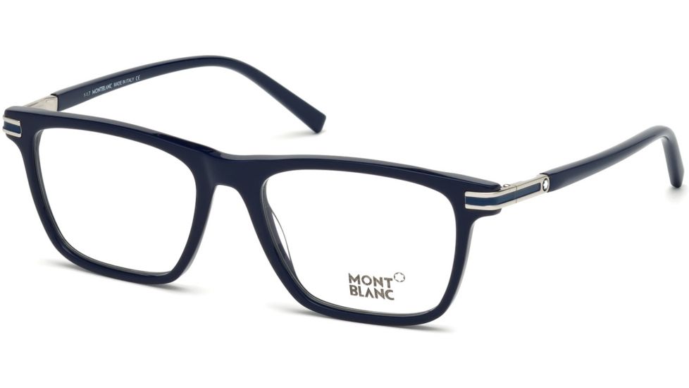 Mont Blanc MB0710 Eyeglass Frames - Shiny Blue Frame Color