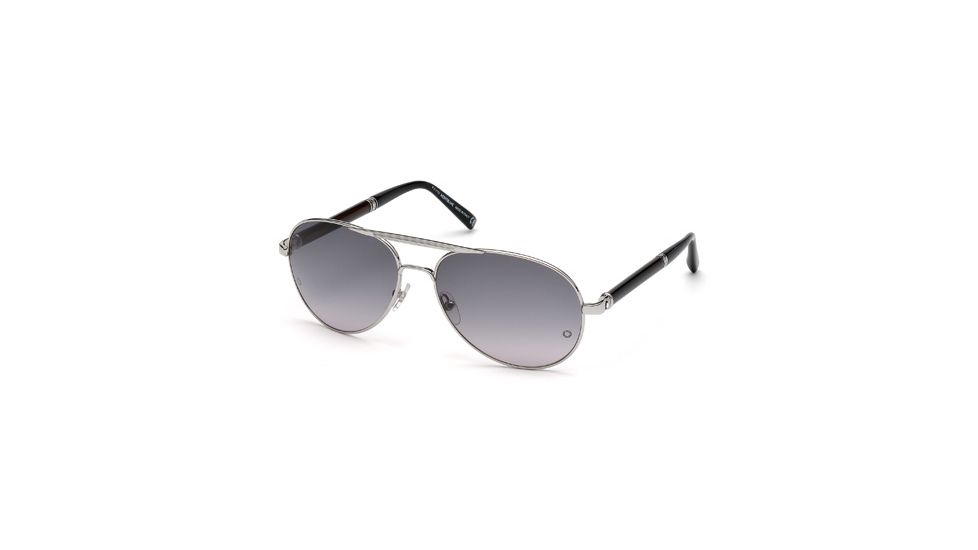 Mont Blanc MB458S Sunglasses - Shiny Palladium Frame Color, Gradient Smoke Lens Color