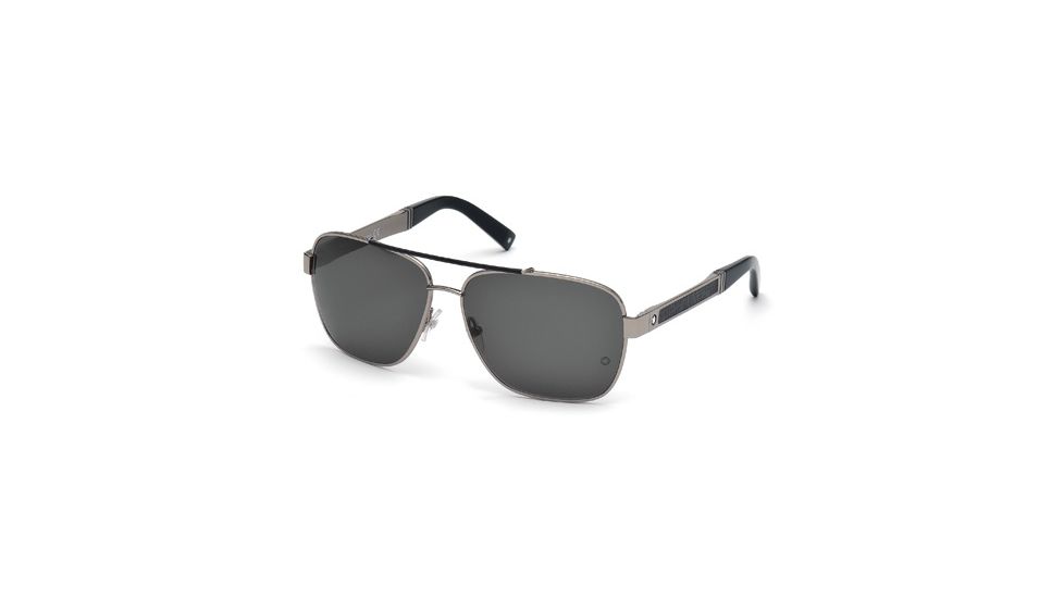 Mont Blanc MB463S Sunglasses - Shiny Light Ruthenium Frame Color, Smoke Lens Color