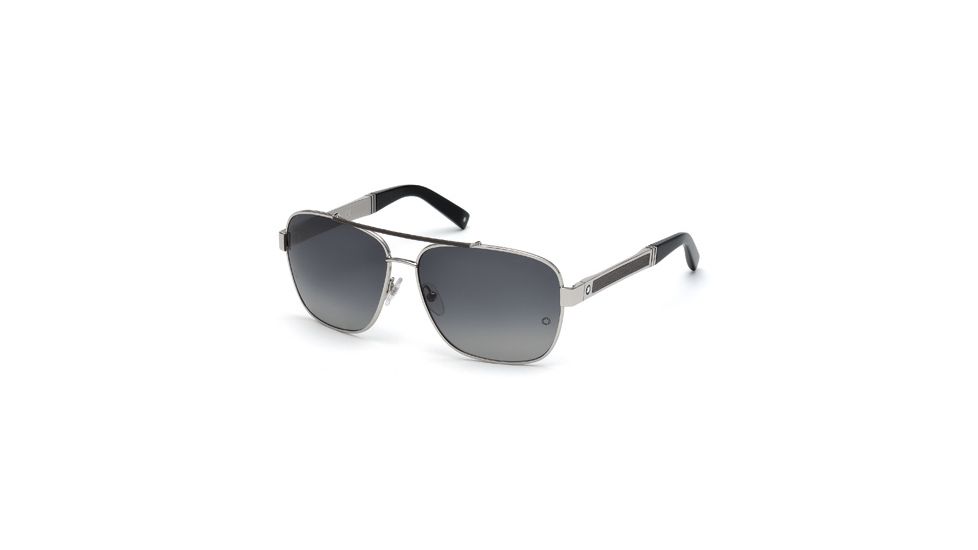 Mont Blanc MB463S Sunglasses - Shiny Palladium Frame Color, Smoke Polarized Lens Color