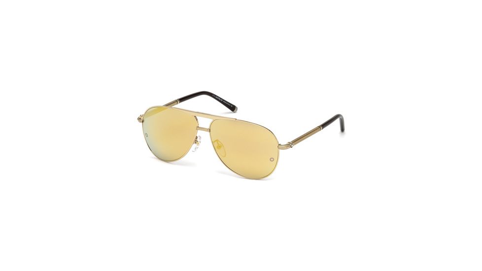 Mont Blanc MB517S Sunglasses - Shiny Endura Gold Frame Color, Smoke Mirror Lens Color