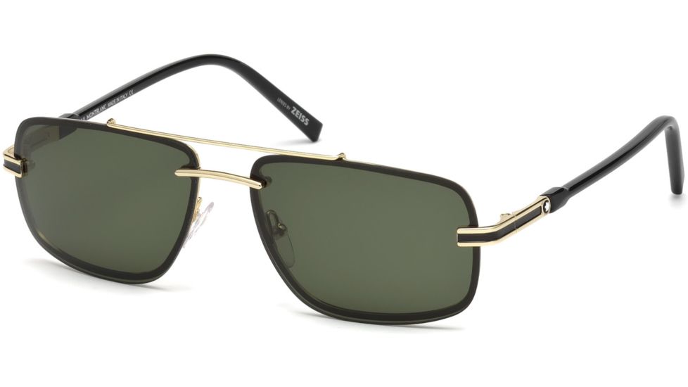 Mont Blanc MB658S Sunglasses - Gold Frame Color, Green Lens Color