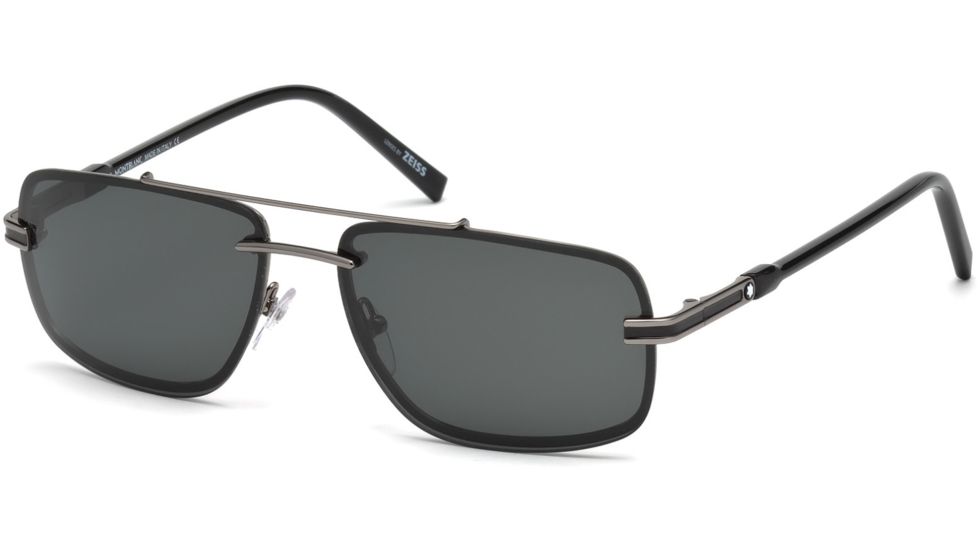 Mont Blanc MB658S Sunglasses - Shiny Gumetal Frame Color, Smoke Lens Color