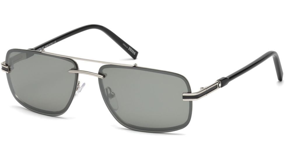 Mont Blanc MB658S Sunglasses - Shiny Palladium Frame Color, Smoke Mirror Lens Color