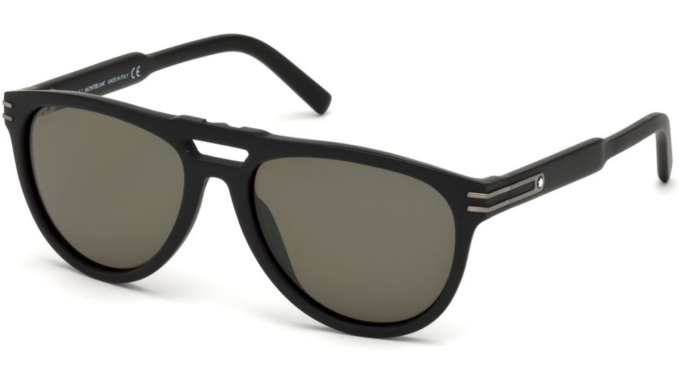 Mont Blanc MB699S Sunglasses - Matte Black Frame Color, Green Lens Color