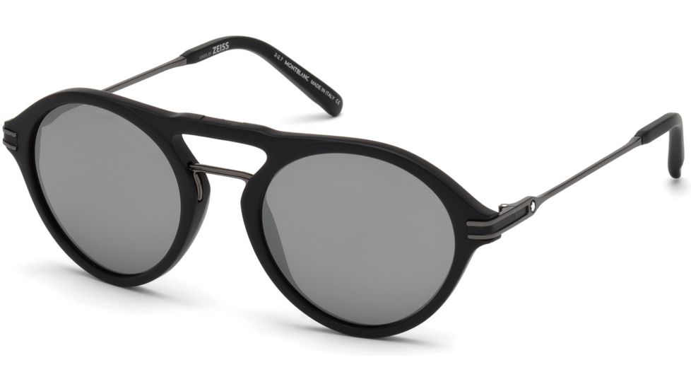 Mont Blanc MB716S Sunglasses - Matte Black Frame Color, Smoke Mirror Lens Color