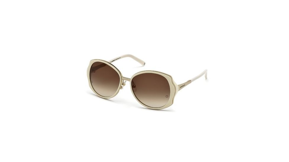 Montblanc MB416S Sunglasses - Ivory Frame Color, Gradient Brown Lens Color