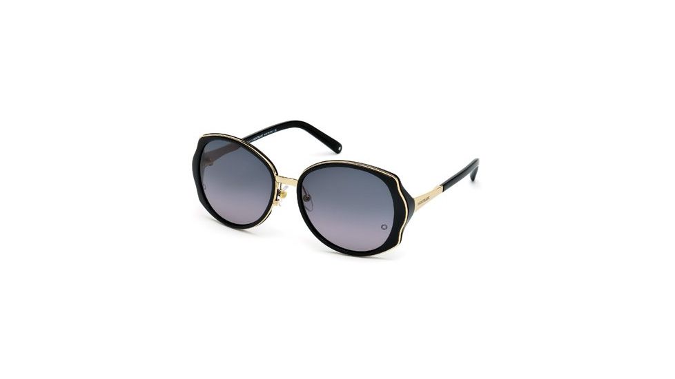 Montblanc MB416S Sunglasses - Shiny Black Frame Color, Gradient Smoke Lens Color