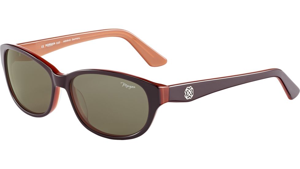 Morgan 207183 Sunglasses, Aubergine Orange Frame, Olive Green Lens, 207183-6915