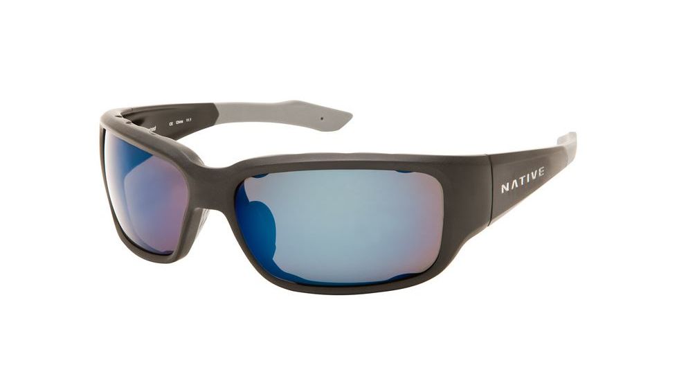 Native Eyewear Bolder Sunglasses, Asphalt Frame, Blue Reflex Gray Lens, Polarized, 138 302 519