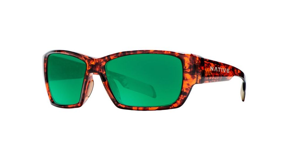 Native Eyewear Ward Sunglasses,Maple Tort Frame,Green Reflex Lens,Polarized,173 342 529