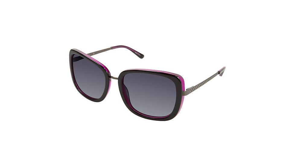 Nicole Miller Rachel Sunglasses - Frame Black / Purple, Lens Color Dark Grey Gradient, Size 56/19mm NMRACHEL01