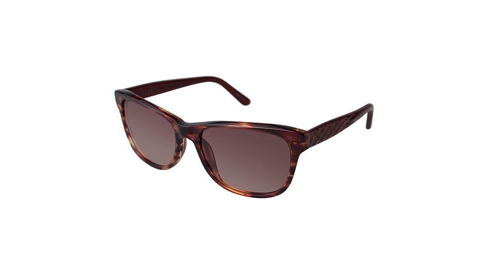 Nicole Miller Sutton Single Vision Prescription Sunglasses NMSUTTON02 - Frame Color Burgundy Horn