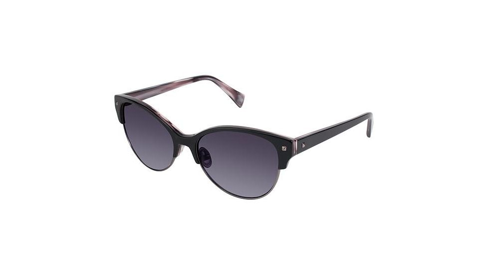 Nicole Miller Verdi Sunglasses - Frame BLACK/SAND DUNE, Lens Color Dark Grey Gradient, Size 55/16mm NMVERDI01