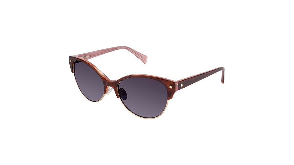 Nicole Miller Verdi Sunglasses - Frame BROWN HORN/PINK, Lens Color Dark Brown Gradient, Size 55/16mm NMVERDI02