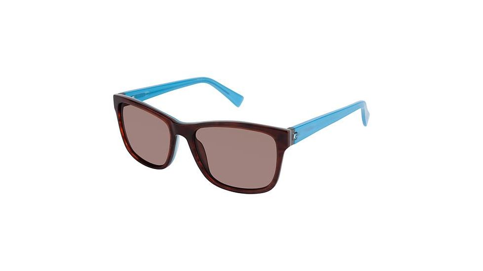 Nicole Miller Waterside Sunglasses - Frame BROWN HORN/BLUE, Lens Color Dark Brown, Size 56/17mm NMWATERSIDE02