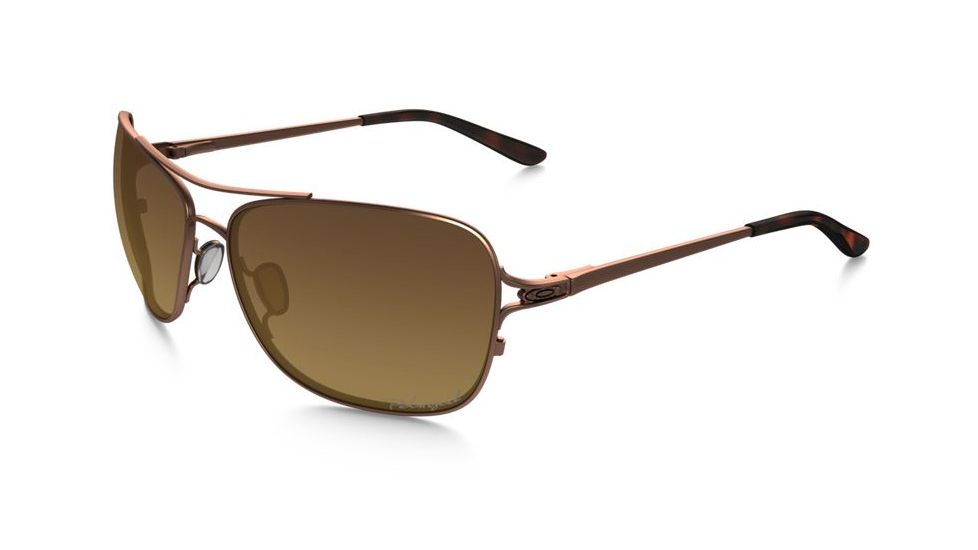 Oakley Conquest Sunglasses Satin Rose Gold/Tortoise Frame, Brown Gradient Polarized Lens-OO4101-01