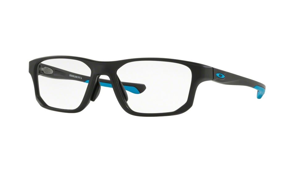 Oakley CROSSLINK FIT A OX8142M Progressive Prescription Eyeglasses 814201-56 - Satin Black Frame, Clear Lenses