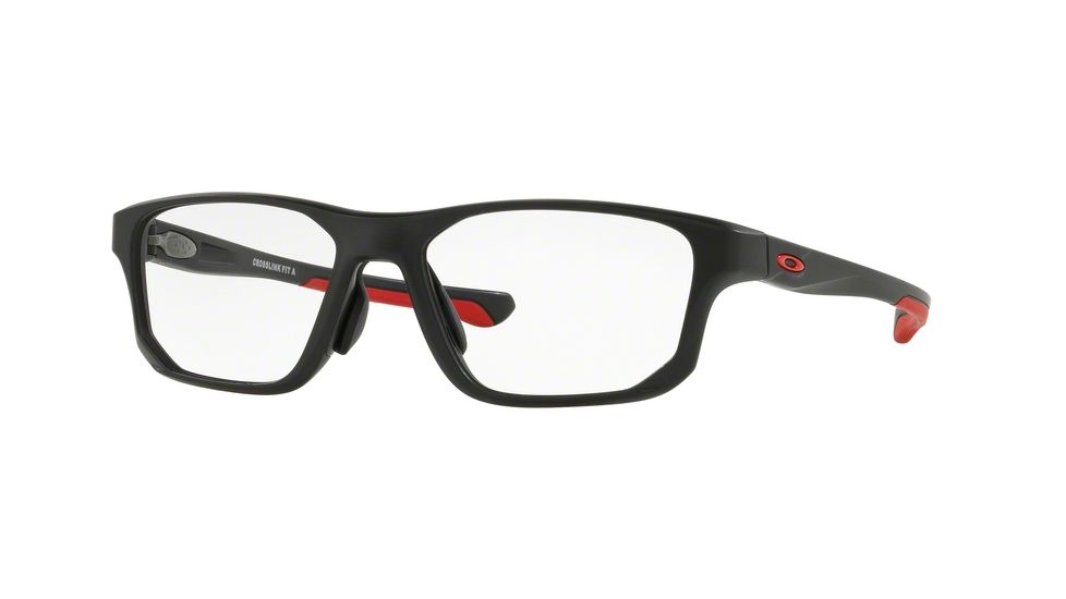 Oakley CROSSLINK FIT A OX8142M Progressive Prescription Eyeglasses 814202-56 - Satin Black Frame, Clear Lenses