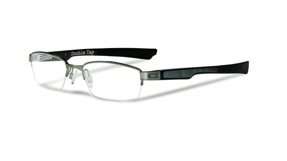 Oakley DOUBLE TAP OX3123 Progressive Prescription Eyeglasses 312304-51 - Brushed Chrome Frame, Clear Lenses