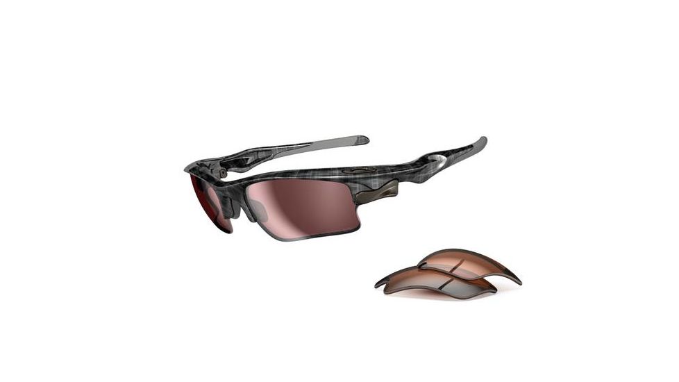 Oakley Fast Jacket XL Sunglasses - Black Plaid Frame w/ G30Polar &amp; VR50 Lenses OO9156-06