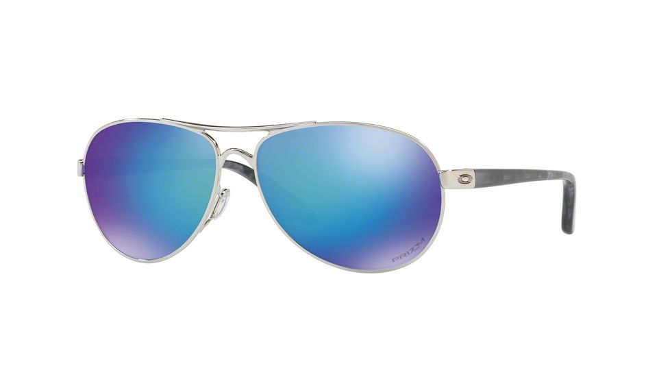 Oakley Feedback Womens Sunglasses 407933-59 - Polished Chrome Frame, Prizm Sapphire Polarized Lenses
