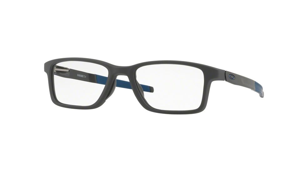 Oakley GAUGE 7.1 OX8112 Progressive Prescription Eyeglasses 811206-52 - Satin Pavement Frame, Clear Lenses