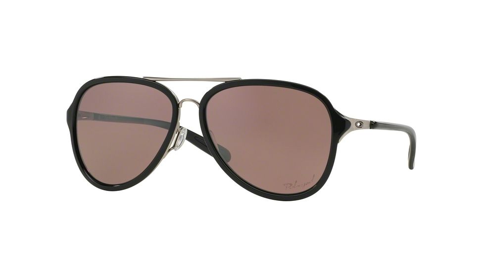 Oakley KICKBACK OO4102 Single Vision Prescription Sunglasses OO4102-410204-58 - Lens Diameter 58 mm, Frame Color Satin Chrome/Polished Black