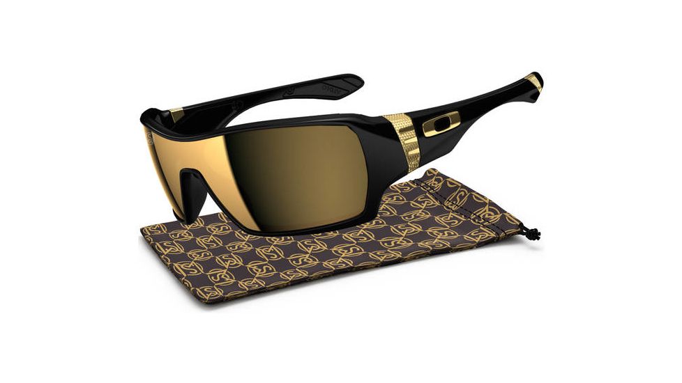 Oakley Offshoot Mens Sunglasses SW Gold Series - Polished Black Frame, 24K Iridium Lens OO9190-07