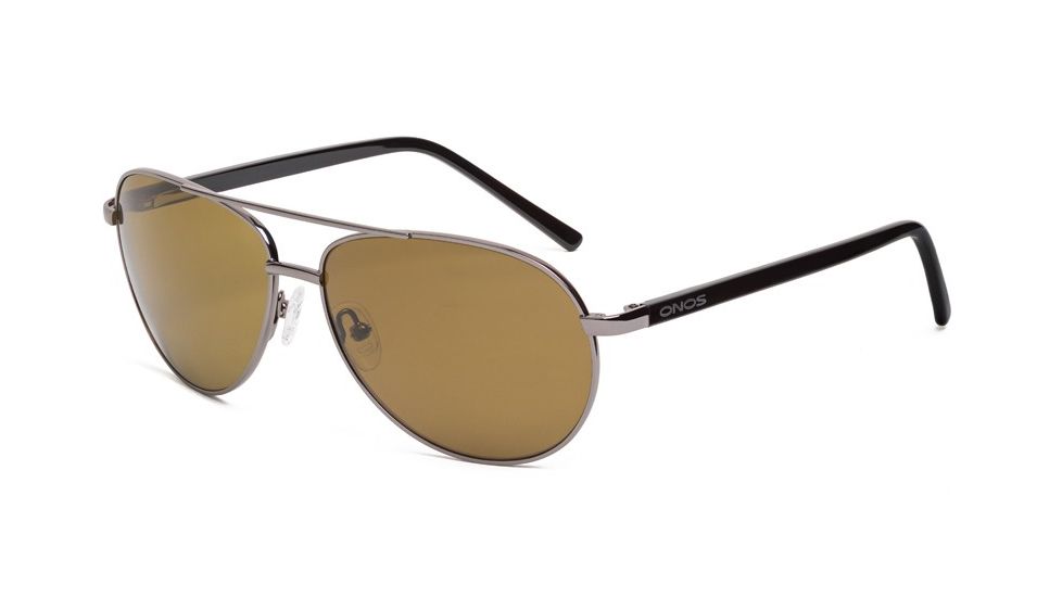 ONOS New Castle Single Vision Prescription Sunglasses, Gunmetal/Glossy Black Frame, Polarized, 137AMPLSV