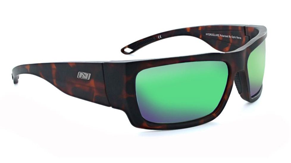 Optic Nerve Blackfoot Sunglasses, Matte Demi Frame, Polarized Copper Lens with Green Mirror Lens 82001