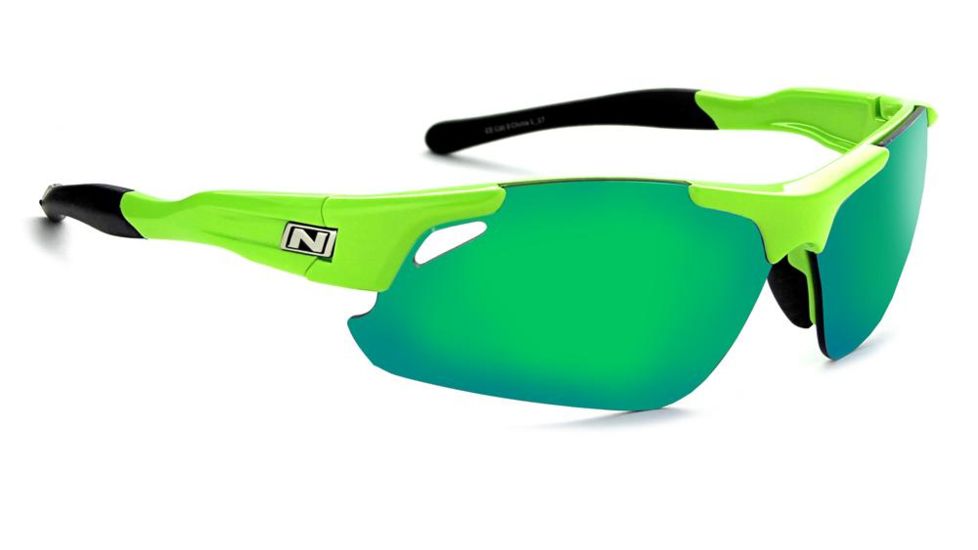 Optic Nerve Neurotoxin 3.0 Sunglasses, Shiny Green Frame, Lens 3 Sets- Smoke with Green Mirror, Copper, Clear 14409