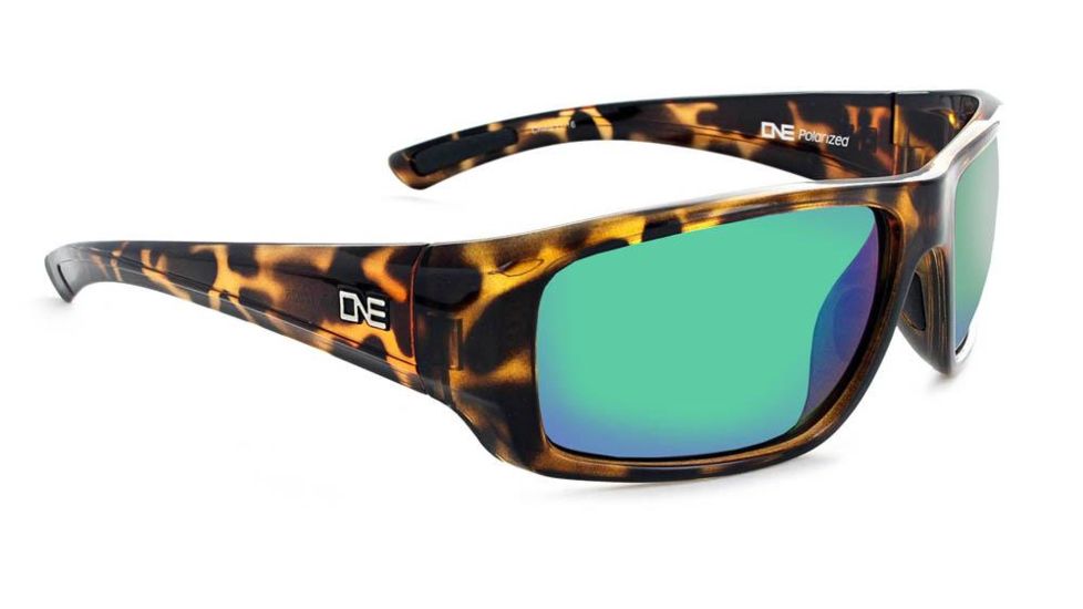 Optic Nerve One Gamefish Sunglasses, Shiny Dark Demi Frame, Polarized Smoke with Green Mirror Lens 17025