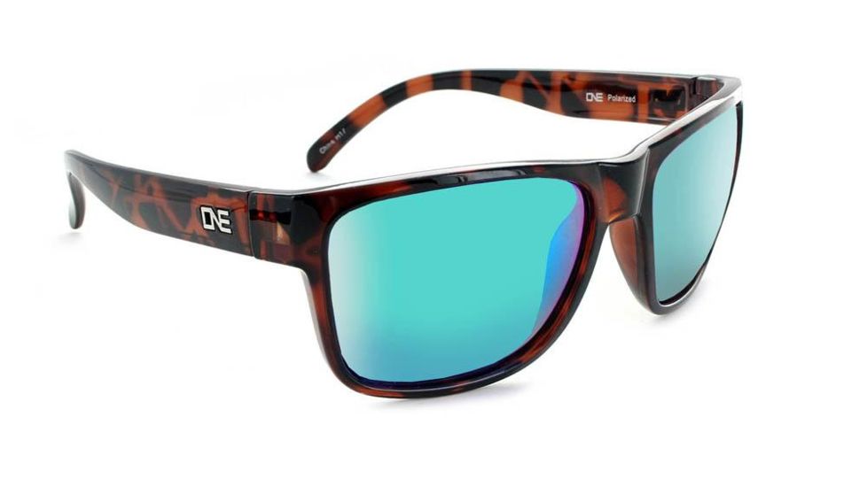 Optic Nerve One Kingfish Sunglasses, Shiny Dark Demi Frame, Polarized Smoke with Green Mirror Lens 17023