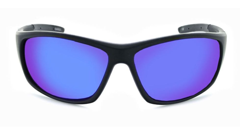 Optic Nerve Triton Sunglasses, Matte Black Frame, Polarized Grey Lens w/Blue Mirror Lens 82010