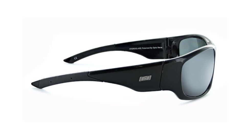 Optic Nerve Triton Sunglasses, Shiny Black  Frame, Polarized Smoke Lens Silver Mirror Lens 82011