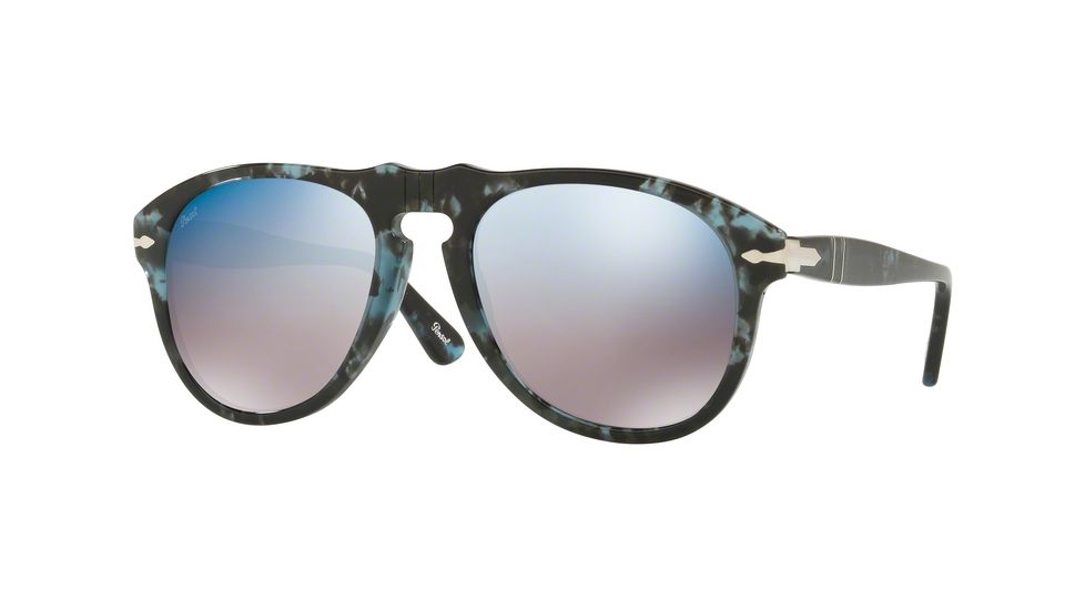 Persol PO0649 Bifocal Prescription Sunglasses PO0649-1062O4-52 - Lens Diameter 52 mm, Frame Color Spotted Blue Dark Grey