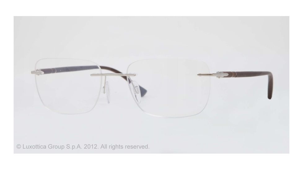 Persol PO2428V Bifocal Prescription Eyeglasses 1021-52 - Silver Frame, Demo Lens Lenses