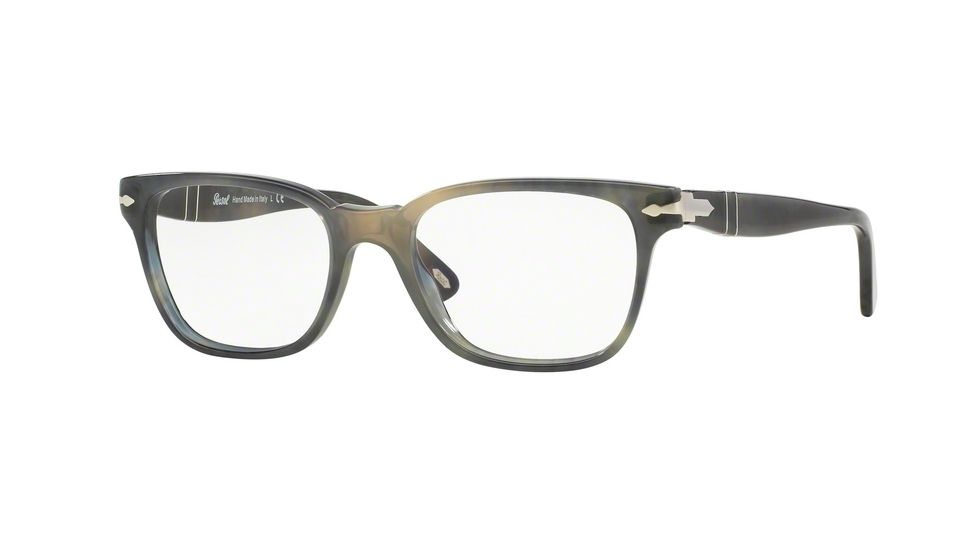 Persol PO3003V Single Vision Prescription Eyeglasses 1017-50 - Stripped Grey Havana Frame
