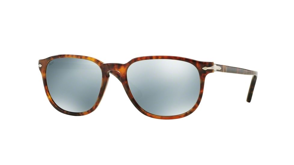 Persol PO3019S Sunglasses 108/30-52 - Caffe Frame, Light Green Mirror Silver Lenses