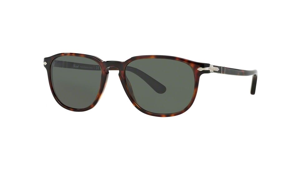 Persol PO3019S Sunglasses 24/31-52 - Havana Frame, Crystal Green Lenses