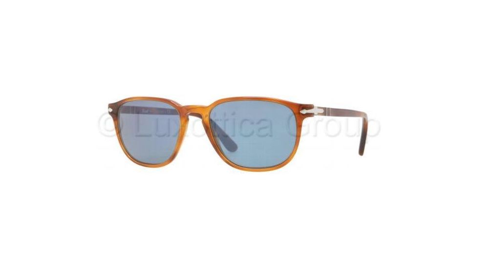 Persol PO3019S Sunglasses 96/56-5200 - Light Havana Frame, Crystal Blue Lenses