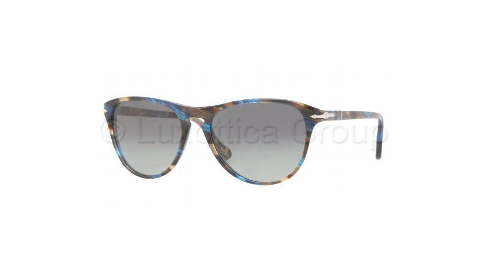 Persol PO3038S Sunglasses 973/71-5200 - Brown Spotted Blue Frame, Gradient Gray Lenses