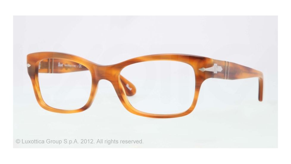 Persol PO3054V Progressive Prescription Eyeglasses 960-51 - Stripped Brown Frame, Demo Lens Lenses
