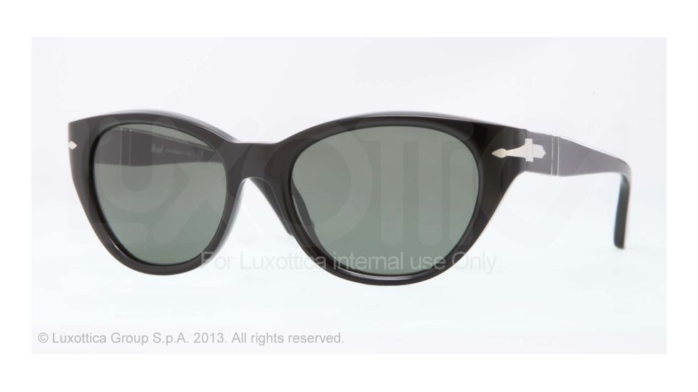 Persol PO3064S Sunglasses 901431-53 - Black Frame, Crystal Green Lenses