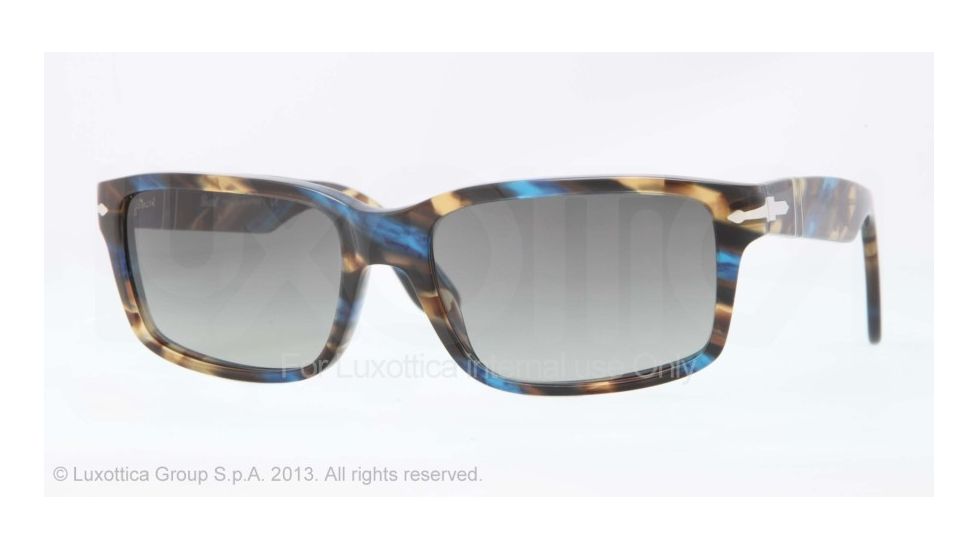 Persol PO3067S Sunglasses 973/71-57 - Brown Spotted Blue Frame, Grey Gradient Lenses