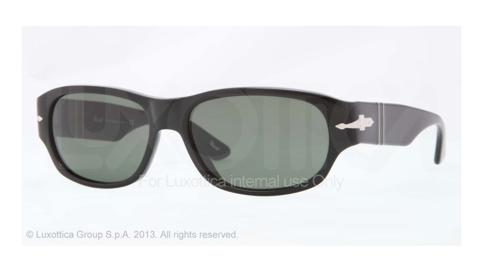 Persol PO3068S Sunglasses 95/31-57 - Black Frame, Crystal Green Lenses