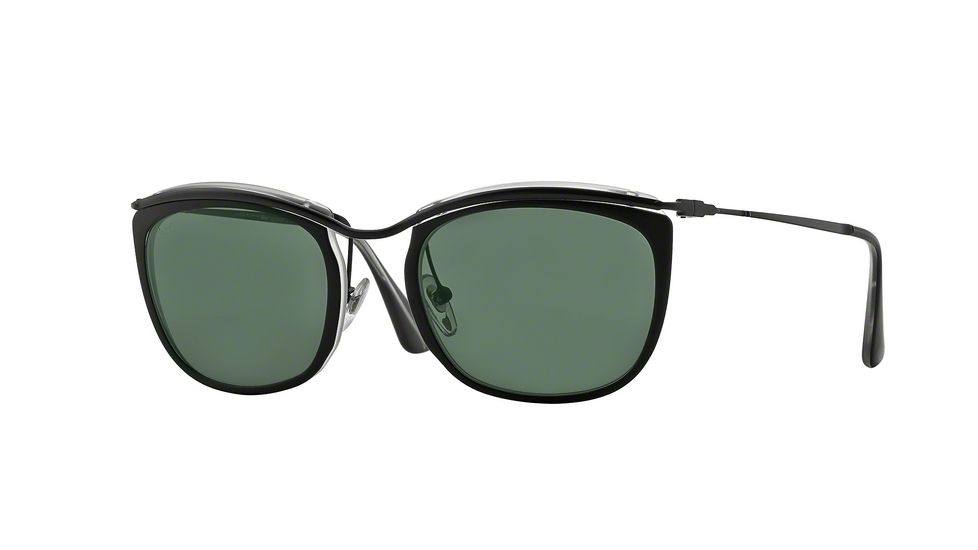 Persol PO3081S Sunglasses 100431-52 - Top Black/matte Crystal Frame, Green Lenses